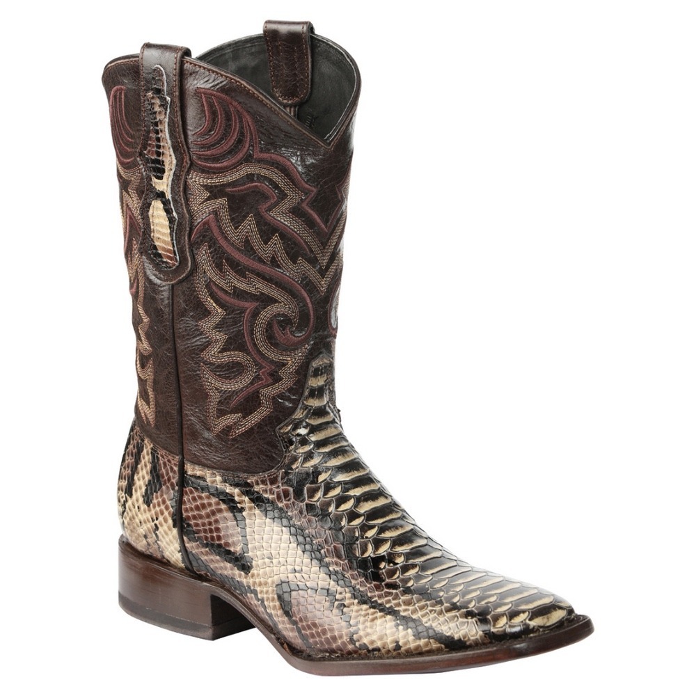 NEW El General Brown Python Print Rodeo Cowboy Boots Leather Sole‎ Western 8